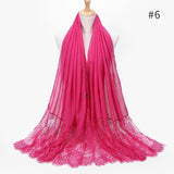 2020 NEW women lace cotton solid color muslim head scarf shawls and wraps pashmina bandana female foulard ladies hijab stores