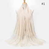 2020 NEW women lace cotton solid color muslim head scarf shawls and wraps pashmina bandana female foulard ladies hijab stores