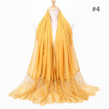 2020 NEW women lace cotton solid color muslim head scarf shawls and wraps pashmina bandana female foulard ladies hijab stores