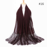 2020 NEW women lace cotton solid color muslim head scarf shawls and wraps pashmina bandana female foulard ladies hijab stores