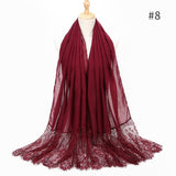 2020 NEW women lace cotton solid color muslim head scarf shawls and wraps pashmina bandana female foulard ladies hijab stores