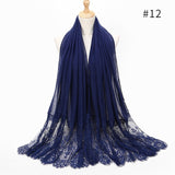2020 NEW women lace cotton solid color muslim head scarf shawls and wraps pashmina bandana female foulard ladies hijab stores