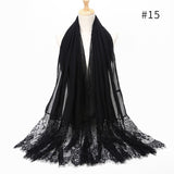 2020 NEW women lace cotton solid color muslim head scarf shawls and wraps pashmina bandana female foulard ladies hijab stores