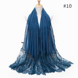 2020 NEW women lace cotton solid color muslim head scarf shawls and wraps pashmina bandana female foulard ladies hijab stores