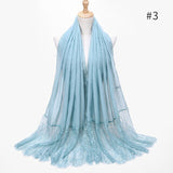 2020 NEW women lace cotton solid color muslim head scarf shawls and wraps pashmina bandana female foulard ladies hijab stores