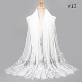 2020 NEW women lace cotton solid color muslim head scarf shawls and wraps pashmina bandana female foulard ladies hijab stores