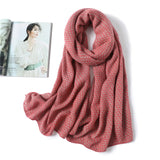 2020 Winter Scarf Women Solid Cashmere Knitted Pashmina Thick Shawls Lady Wraps Female Warm Foulard Neck Scarves Tow Side