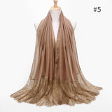 2020 NEW women lace cotton solid color muslim head scarf shawls and wraps pashmina bandana female foulard ladies hijab stores