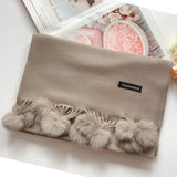 Women Solid Color Soft Hairball Scarf Oversize Cashmere Scarves Ladies Shawl Wrap Winter Pashmina Female Hijab Headband Muffler