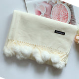 Women Solid Color Soft Hairball Scarf Oversize Cashmere Scarves Ladies Shawl Wrap Winter Pashmina Female Hijab Headband Muffler