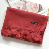 Women Solid Color Soft Hairball Scarf Oversize Cashmere Scarves Ladies Shawl Wrap Winter Pashmina Female Hijab Headband Muffler