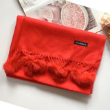 Women Solid Color Soft Hairball Scarf Oversize Cashmere Scarves Ladies Shawl Wrap Winter Pashmina Female Hijab Headband Muffler