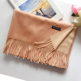 Women Solid Color Soft Hairball Scarf Oversize Cashmere Scarves Ladies Shawl Wrap Winter Pashmina Female Hijab Headband Muffler