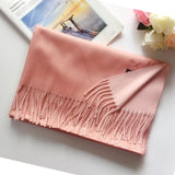 Women Solid Color Soft Hairball Scarf Oversize Cashmere Scarves Ladies Shawl Wrap Winter Pashmina Female Hijab Headband Muffler