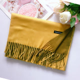 Women Solid Color Soft Hairball Scarf Oversize Cashmere Scarves Ladies Shawl Wrap Winter Pashmina Female Hijab Headband Muffler