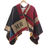 2016 new Brand Women Poncho Monogramed Blanket Poncho Cashmere Wool Personalized initials Scarf plaid poncho cape winter poncho
