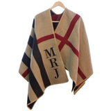 2016 new Brand Women Poncho Monogramed Blanket Poncho Cashmere Wool Personalized initials Scarf plaid poncho cape winter poncho